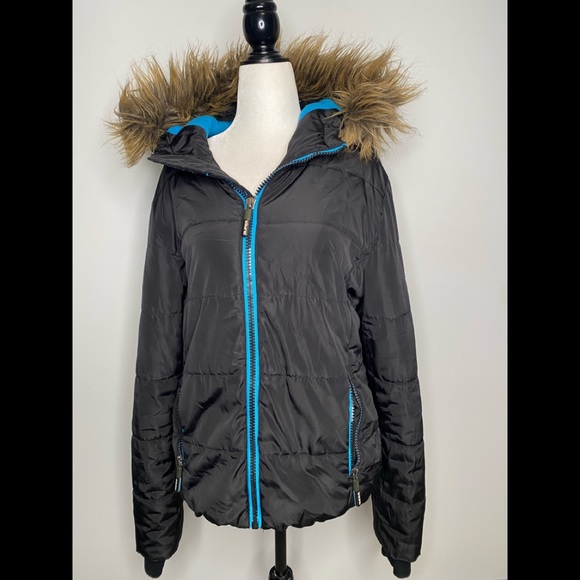 Super dry women’s faux fur hooded puffer jacket - Picture 2 of 14